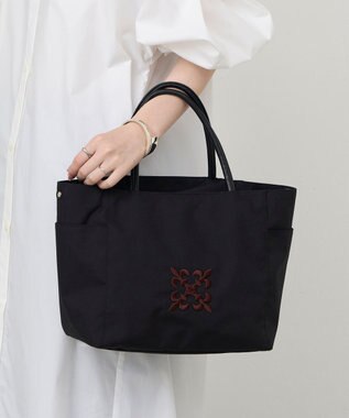 russet 【モノグラム刺繍】コーデュラナイロントートバッグ（CE-1776） Black