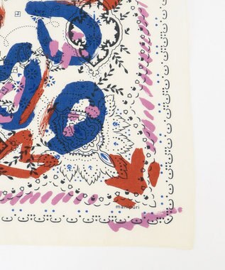 23区 manipuri ヴィンテージモチーフ スカーフ ブルー×オレンジ