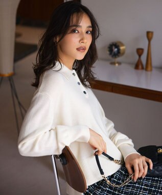 組曲 S カシミヤブレンドバルキーポロ ニット アイボリー系