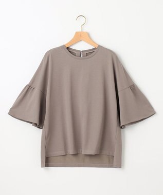 組曲 【汗ジミ防止・撥水】GIZAプレーティング天竺 袖フレア Tシャツ ブラウン系