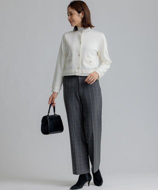 組曲 S 2WAYウォームストレッチ ストレートチェックパンツ グレー系3