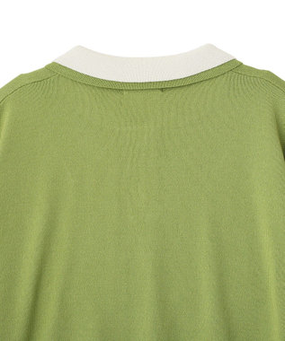 earth music&ecology バイカラーポロニット Green