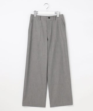 J.PRESS LADIES S シャンブレー2wayストレッチ ワイド ストレート パンツ ライトグレー系