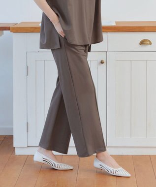 Tiaclasse 【接触冷感・洗える】イージーカットソーピンタックパンツ ブラウン