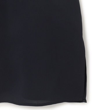 ICB L 【接触冷感・UVケア・速乾・洗える】BackSatinAmunzen  5分袖スカーフタイブラウス ネイビー系