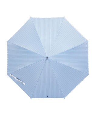 MOONBAT 【1級遮光/遮熱/UV】POLO RALPH LAUREN（ポロ ラルフローレン）晴雨兼用日傘  ストライプ スカラ刺繍 長傘 ペールスカイ