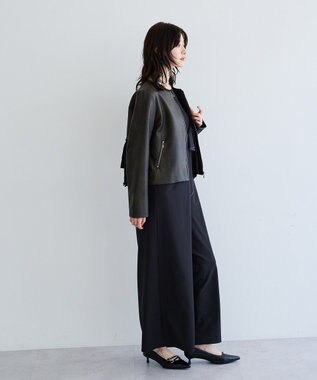 YECCA VECCA バックフリルライダースジャケット Brown
