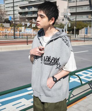 WEGO 【ユニセックス着用ITEM/MLサイズ展開】ジャガードノースリジップパーカー グレー