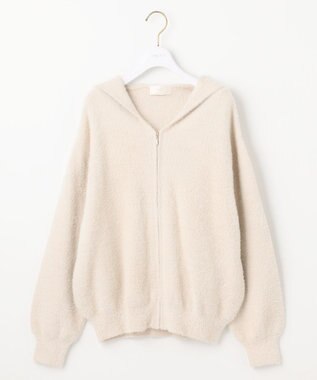 ANY SIS 【洗える】シャギーニット パーカー アイボリーベージュ