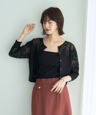 YECCA VECCA 【2点SET】インナーセットレース柄カーディガン Black