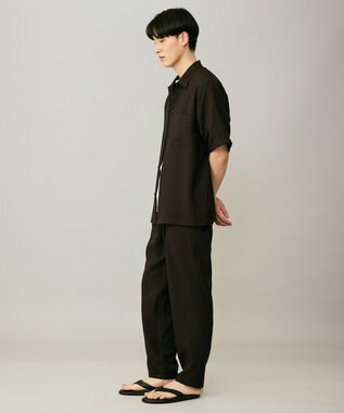 UNFILO MENS リネンライク シャツ ブラウン