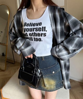 WEGO 【カップ付きインナー】グラフィックカップ付きリブタンク 柄1