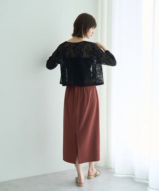 YECCA VECCA 【2点SET】インナーセットレース柄カーディガン Black