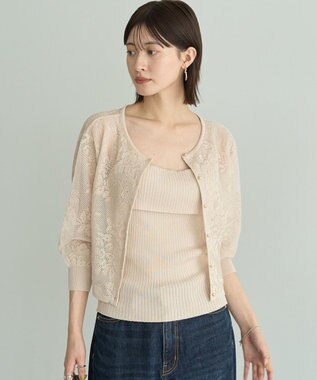 YECCA VECCA 【2点SET】インナーセットレース柄カーディガン Light Beige