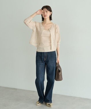 YECCA VECCA 【2点SET】インナーセットレース柄カーディガン Light Beige