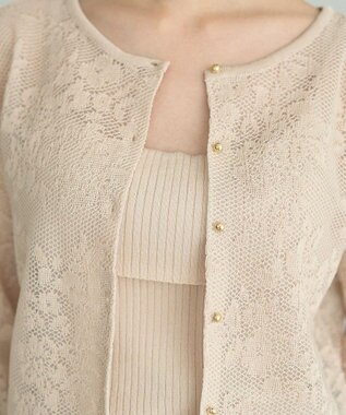 YECCA VECCA 【2点SET】インナーセットレース柄カーディガン Light Beige