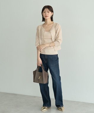 YECCA VECCA 【2点SET】インナーセットレース柄カーディガン Light Beige