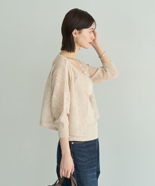 YECCA VECCA 【2点SET】インナーセットレース柄カーディガン Light Beige