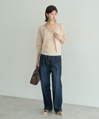 YECCA VECCA 【2点SET】インナーセットレース柄カーディガン Light Beige