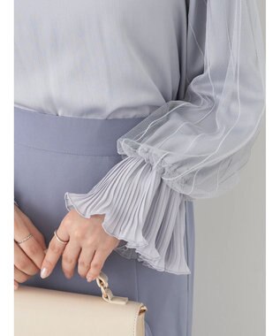 earth music&ecology チュール袖スタンドカラートップス Grayish Blue