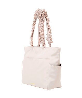 Maison de FLEUR 撥水加工フリルハンドルトートバッグ Grayish Pink