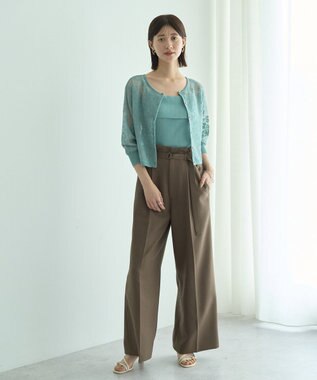 YECCA VECCA 【2点SET】インナーセットレース柄カーディガン Green