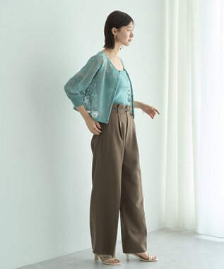 YECCA VECCA 【2点SET】インナーセットレース柄カーディガン Green