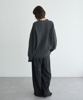 YECCA VECCA ダメージルーズニット Blue