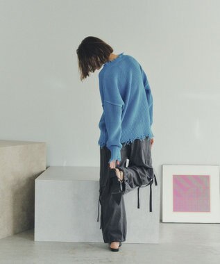 YECCA VECCA ダメージルーズニット Blue