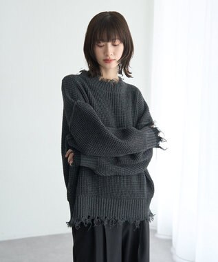 YECCA VECCA ダメージルーズニット Blue