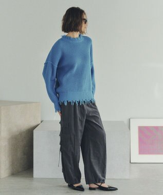 YECCA VECCA ダメージルーズニット Blue