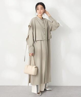 CRAFT STANDARD BOUTIQUE レイヤード風シャツワンピース Gray Beige