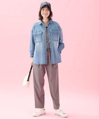 ANY 【洗濯機可/ストレッチ】デニムシャツ ブリーチ