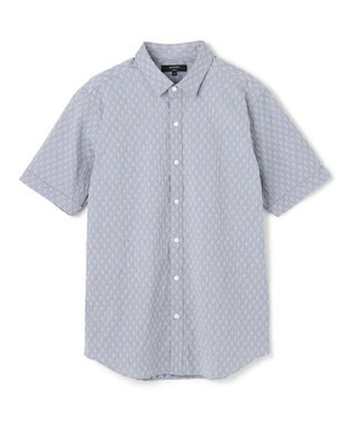 JOSEPH HOMME 新柄【ストレッチ】ハムサジャガードストレッチ　レギュラーカラー半袖シャツ ブルー系