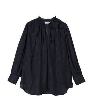 Green Parks とろみ衿フリルブラウス Navy