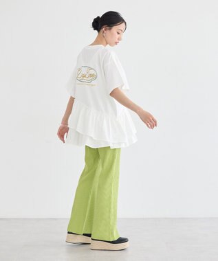 earth music&ecology 異素材ドッキンググラフィックTシャツ Off White