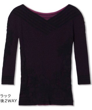 Chacott 【ノーソーイングニット】リバーシブルボートネックトップ ブラック