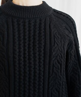 muuc 〈上質なカシミヤウール〉立体ケーブル編みプルオーバー〈しっとり柔らかい〉〈日本製〉〈オンオフ使えるきちんと感〉 ブラック