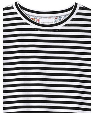 une nana cool MADE WITH LIBERTY FABRIC 綿100％ボーダー 半袖ワンピース BL