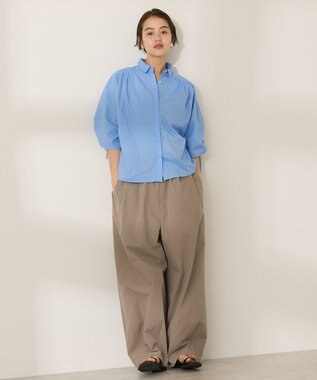 AMERICAN HOLIC 接触冷感ギャザーリボンスリーブ半袖シャツ Sax