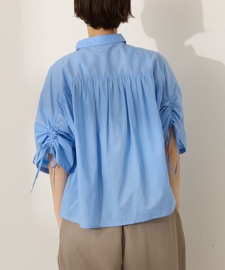 AMERICAN HOLIC 接触冷感ギャザーリボンスリーブ半袖シャツ Sax