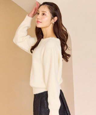 Feroux パール付きシャギー ニット アイボリー系