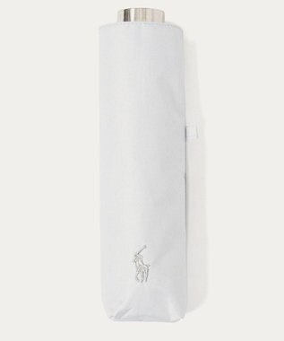 MOONBAT 【WEB限定/ 遮光率100％/遮熱/UV】POLO RALPH LAUREN（ポロ ラルフローレン）晴雨兼用日傘 ワンポイント ポロポニー シャンブレー 無地 折りたたみ傘 ホワイト