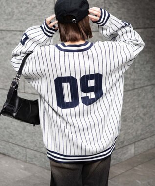 WEGO ベースボールグラフィックプルオーバーニット