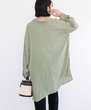 Green Parks Ｉ　ターンバック長袖レーヨンチュニック Khaki