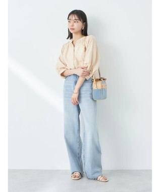 earth music&ecology バンブーテイストハンドルバッグ Light Blue