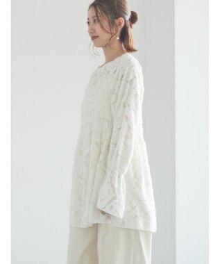 Te chichi 【宮本茉由着用】カットジャガードチュニックブラウス オフホワイト