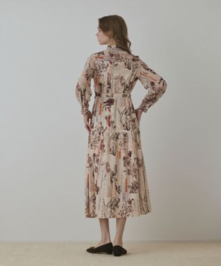 GRACE CONTINENTAL ロゴフラワ－プリントボウタイワンピース オレンジ