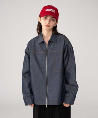 WEGO 【ユニセックス着用ITEM/MLサイズ展開】カラーステッチシャツジャケット ブルーその他