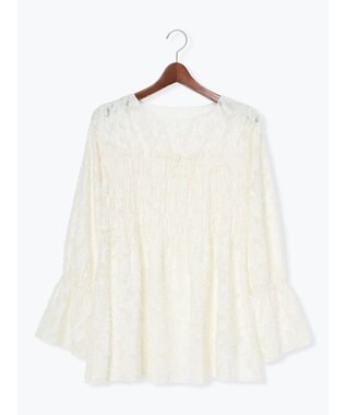 Te chichi 【宮本茉由着用】カットジャガードチュニックブラウス オフホワイト